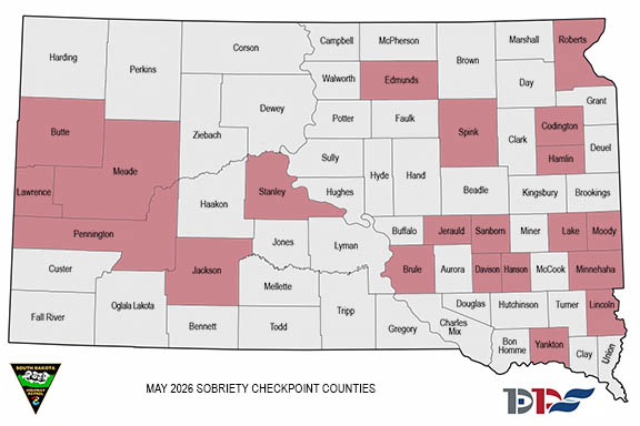 Map of checkpoint counties in May 2026